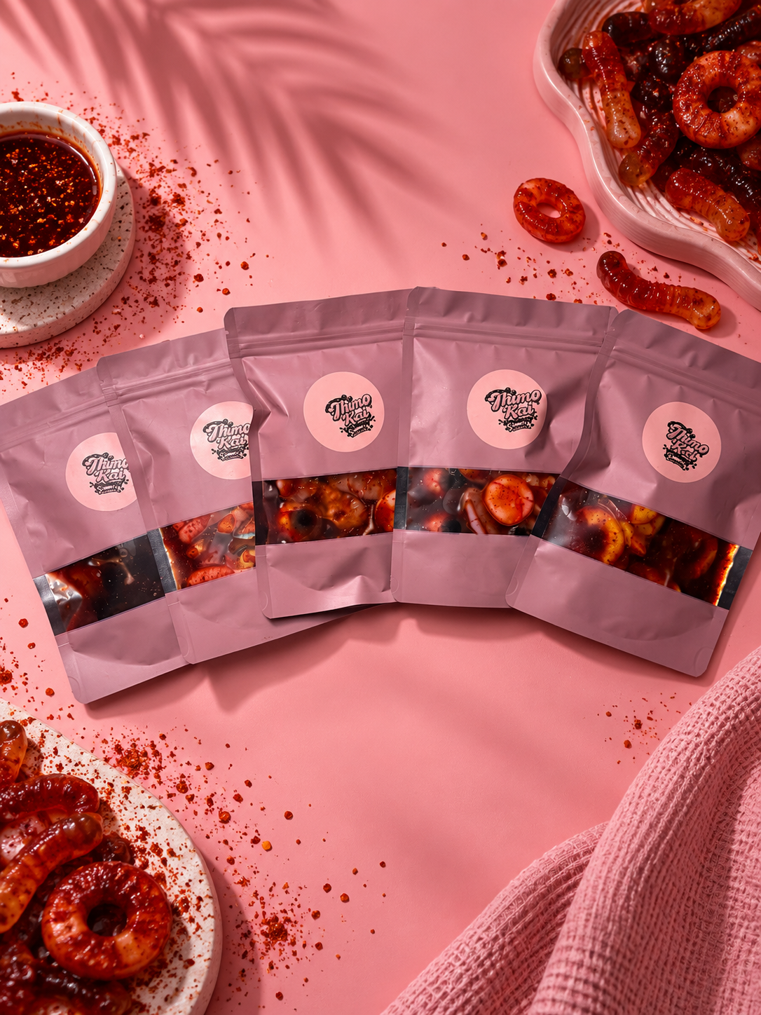 Thimo Kai chamoy gummy packs lineup